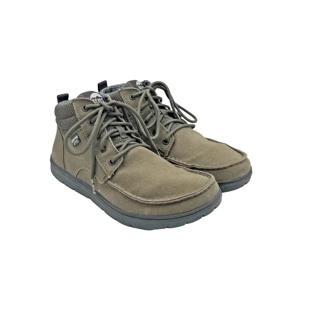Lems Boulder Boot Mid Vegan Military Green Canvas Zero Drop Men’s 10